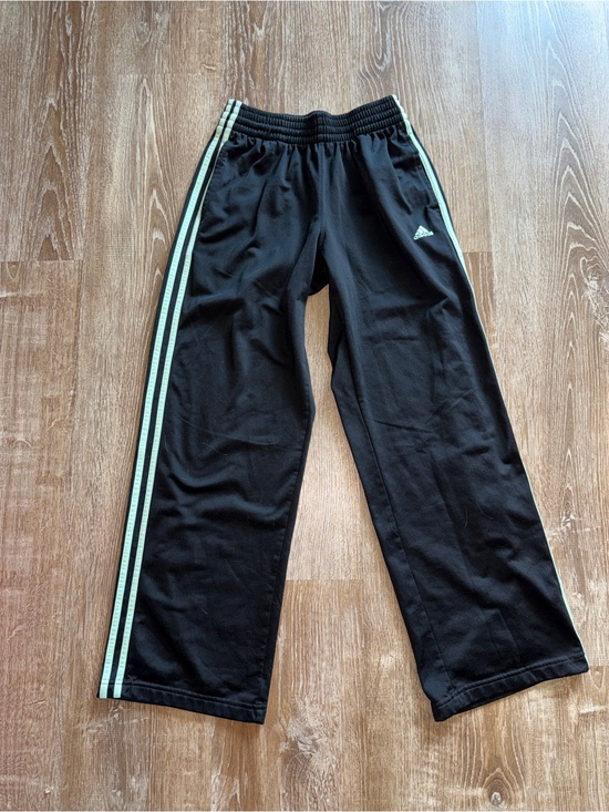 adidas Pants - Vintage Y2K Adidas Black Track Pants with Mint Stripe